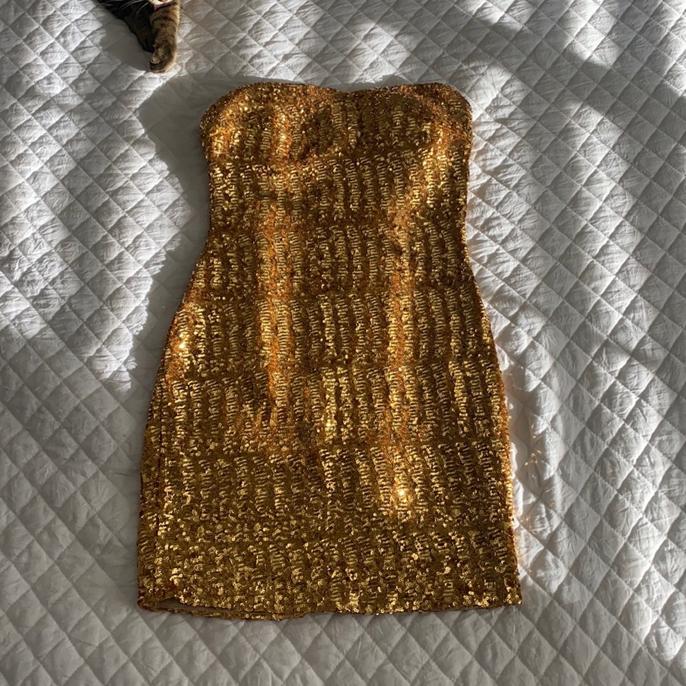 Gold mini dress